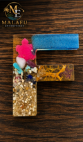 Ocean Resin Letter F – Custom Keychain or Fridge Magnet