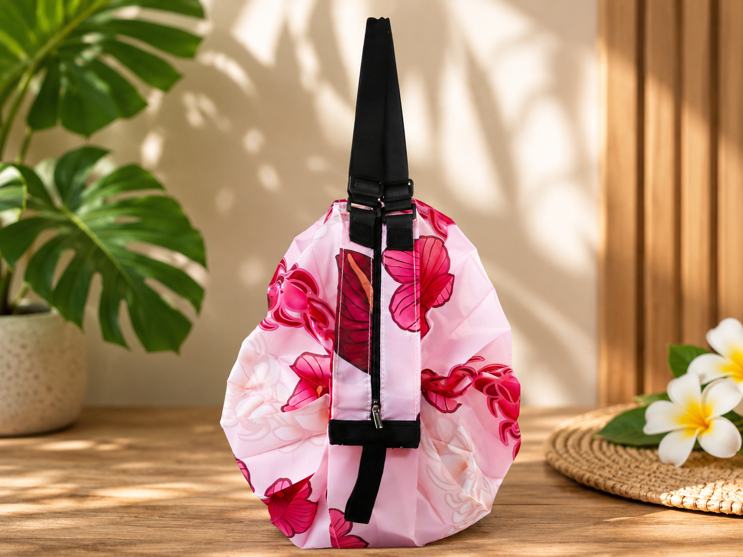 Hawaiian Floral Foldable Duffle Bag – Pink Anthurium Print