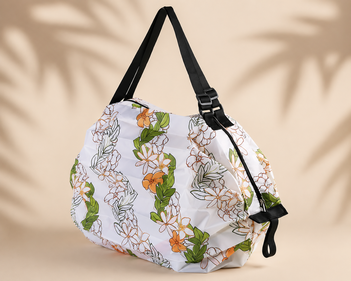 Hawaiian Floral Foldable Duffle Bag – Pikake White Print