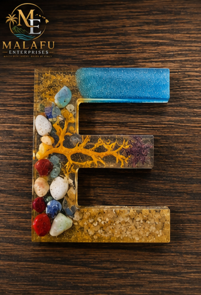 Ocean Resin Letter Decor – Custom Keychain or Fridge Magnet